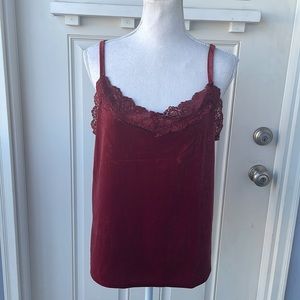 Forever 21• Maroon Velvet & Lace Camisole Tank